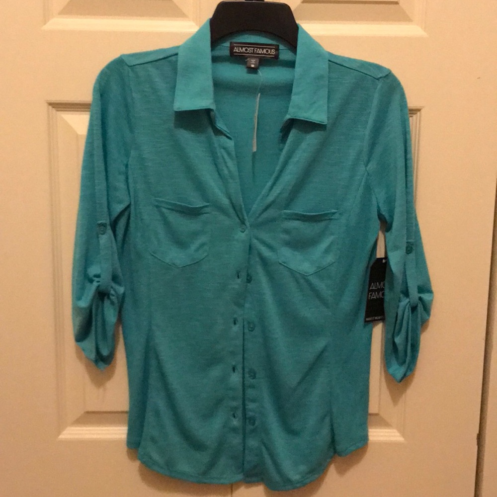 NWT - Teal button up 3/4 sleeve shirt